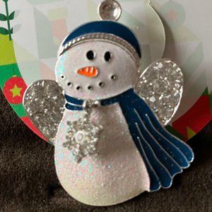 Silvertone Enameled Snowman Pin by Jolly
